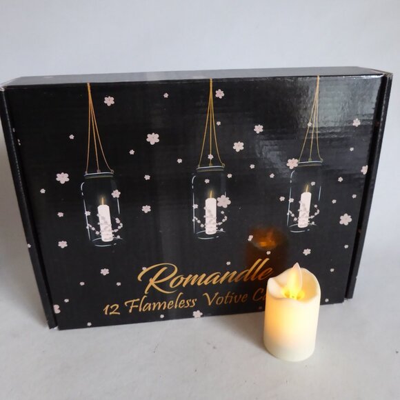 NEW 2” FLAMELESS BATTERY POWERED MAGIC FLICKERING VOTIVE CANDLE SET OF 12 - Picture 1 of 11